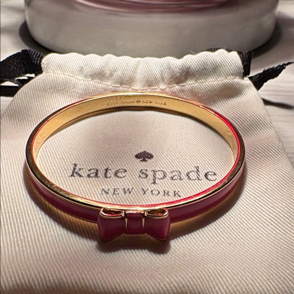 Kate Spade Gold and Pink Bow Bangle like new - Picture 3 of 7